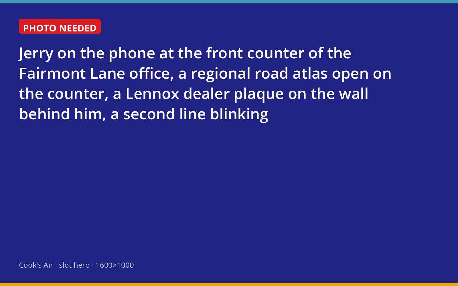 Jerry answering a customer call at the counter of the Cook's office in Palm Coast