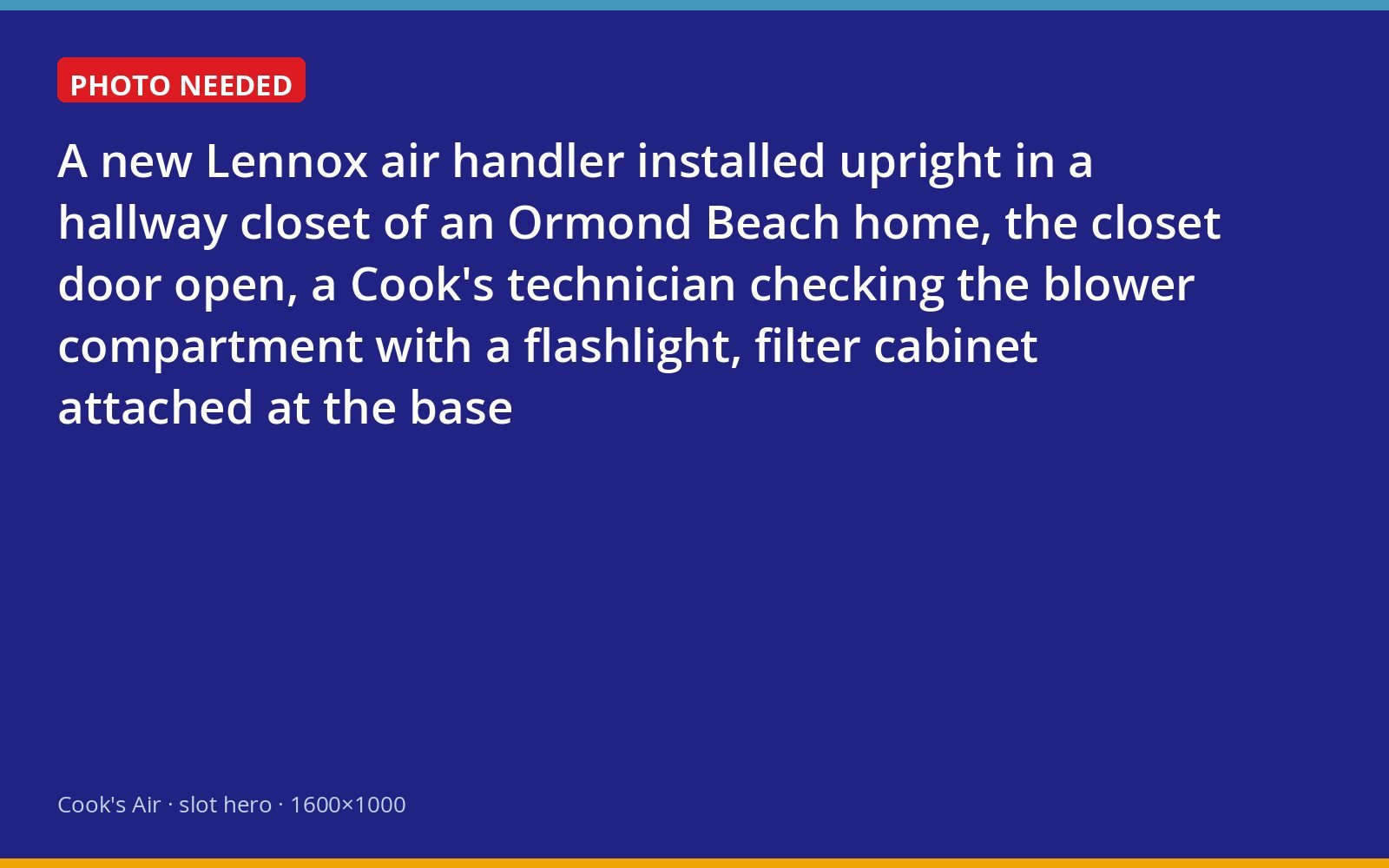 Lennox air handler installed in a hallway closet, inspected by a Cook's technician