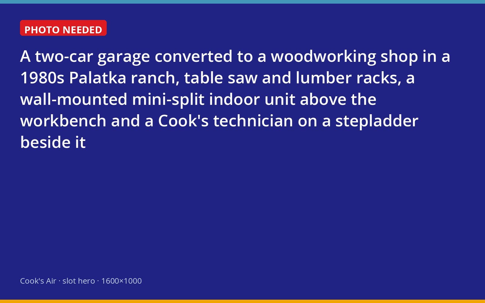 Mini-split heating and cooling unit installed in a garage workshop