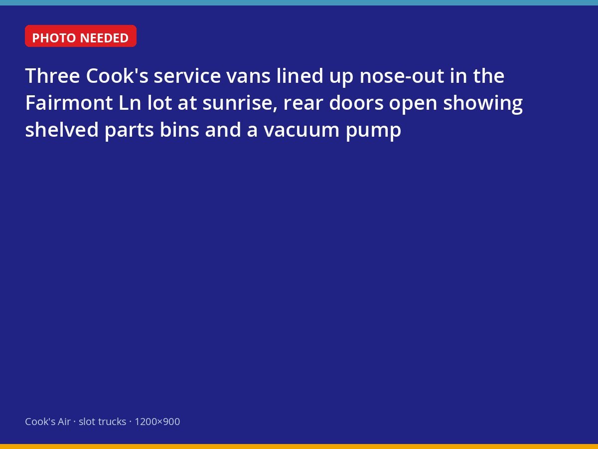 Cook's service vans loaded for the day in the Palm Coast lot