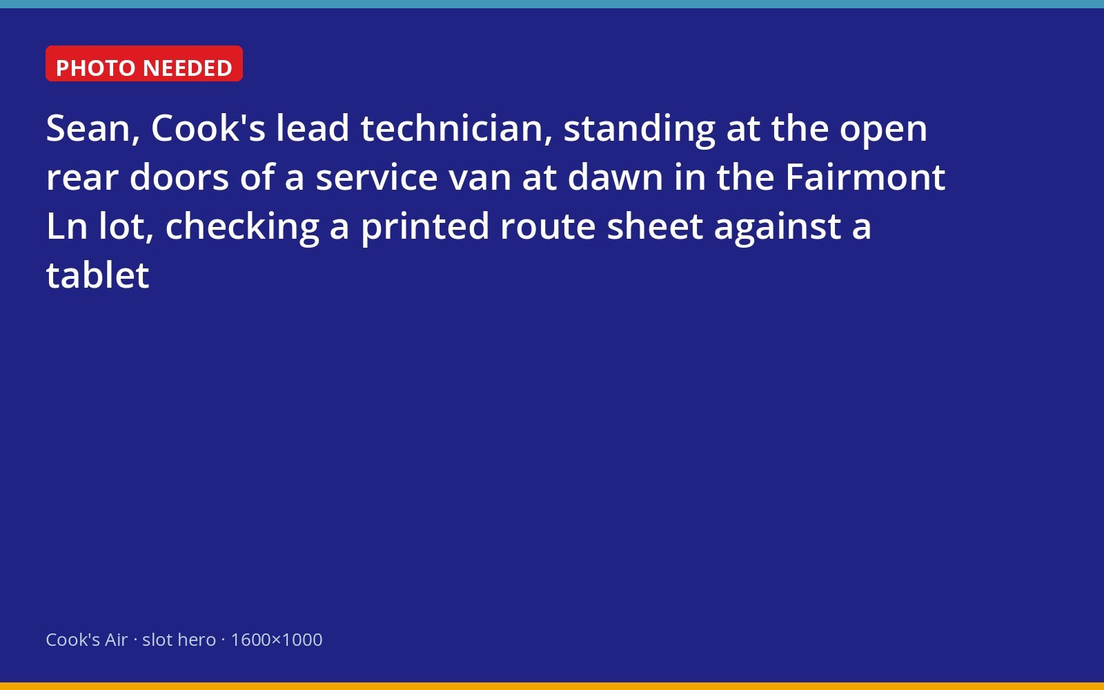 Cook's lead technician reviewing the day's repair route at the Palm Coast shop