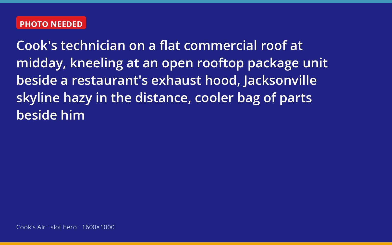Cook's technician servicing a rooftop package unit on a restaurant roof