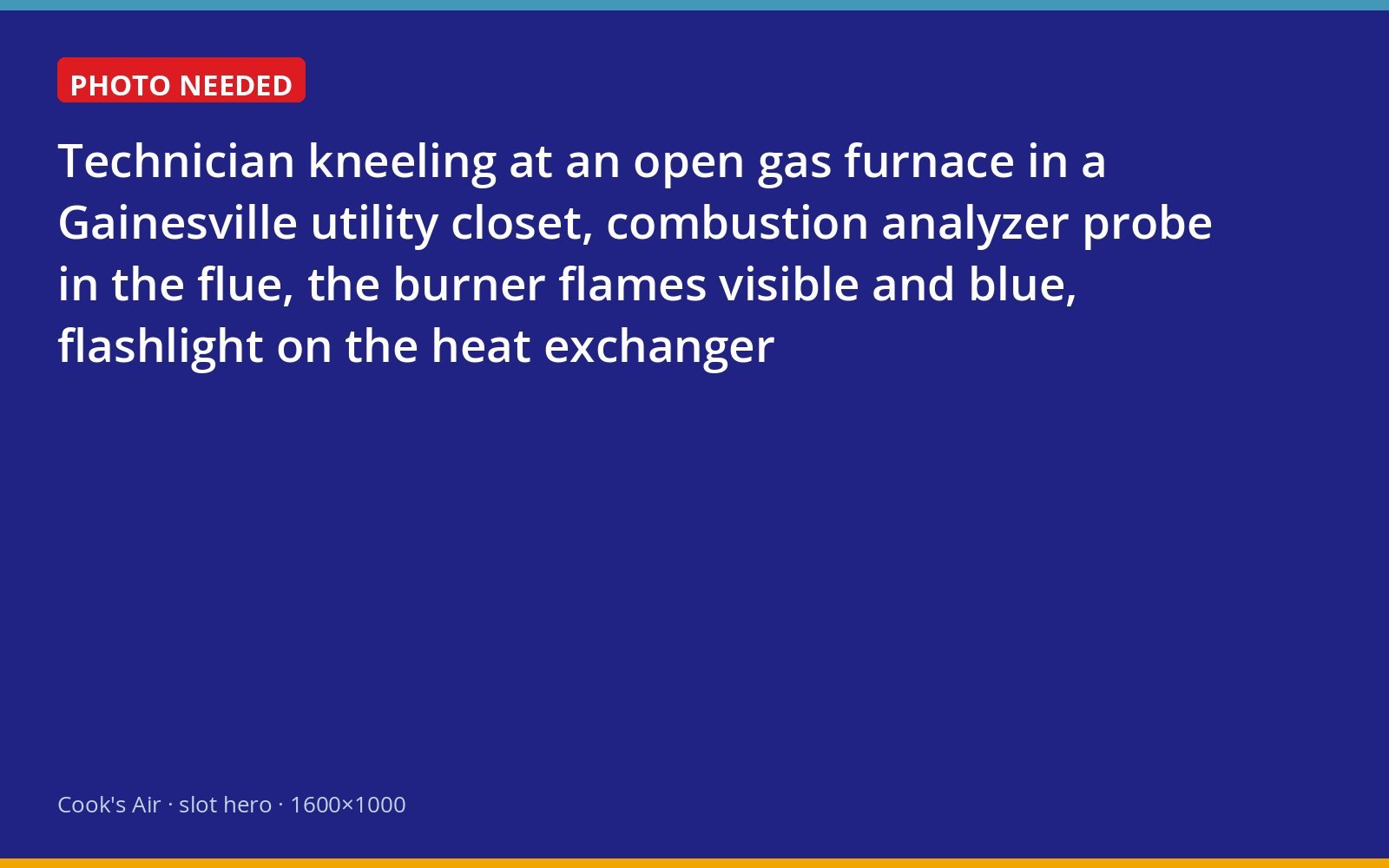 Cook's technician testing a gas furnace with a combustion analyzer