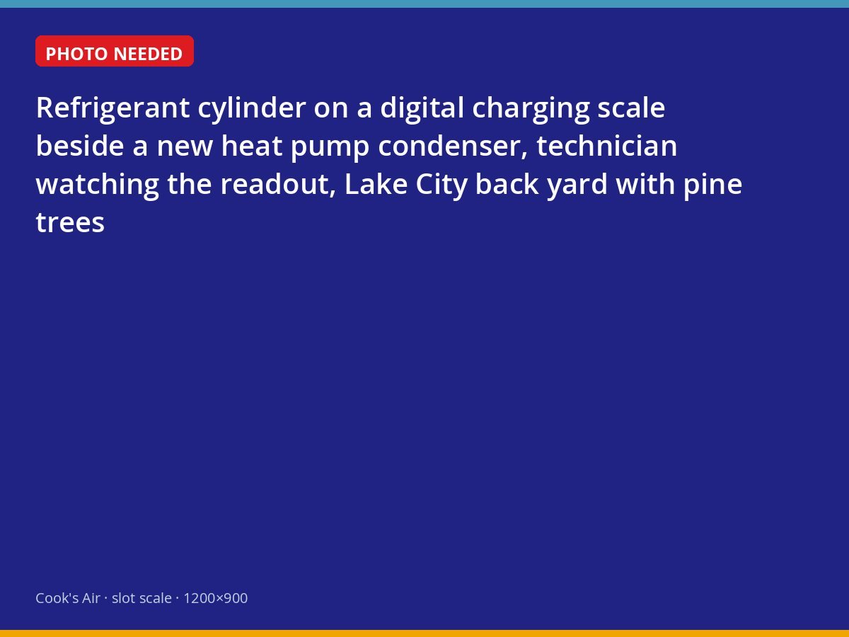 Charging a new heat pump by weight on a refrigerant scale