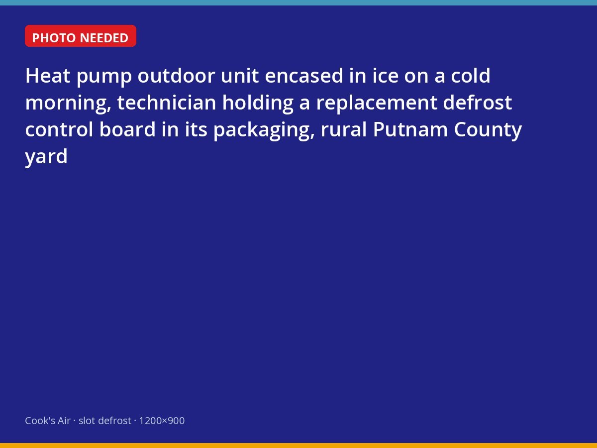 Iced-over heat pump outdoor unit with a replacement defrost board