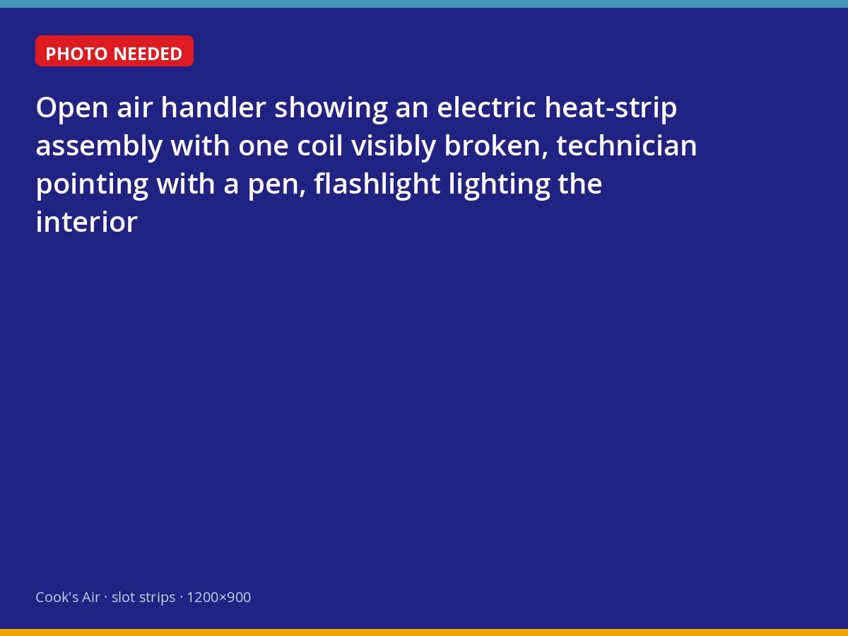 Electric heat strip inside an air handler with a failed element